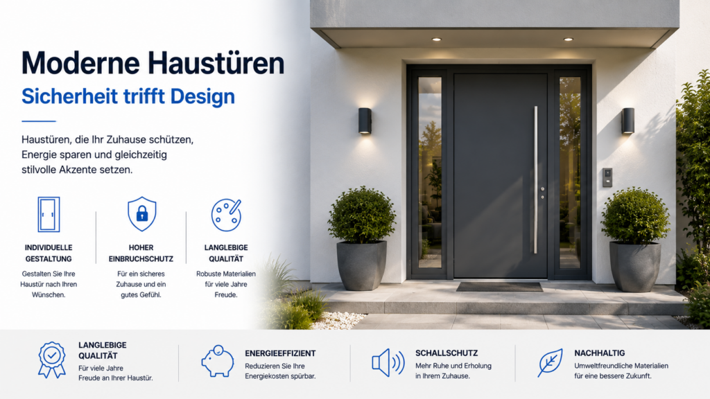 Moderne Haustür in Bösel mit hohem Einbruchschutz, Energieeffizienz und individuellem Design