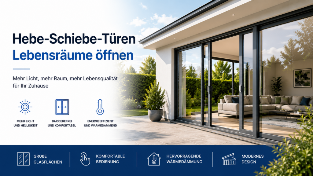 Moderne Hebe-Schiebe-Türen mit großen Glasflächen für mehr Licht und Wohnkomfort in Bösel