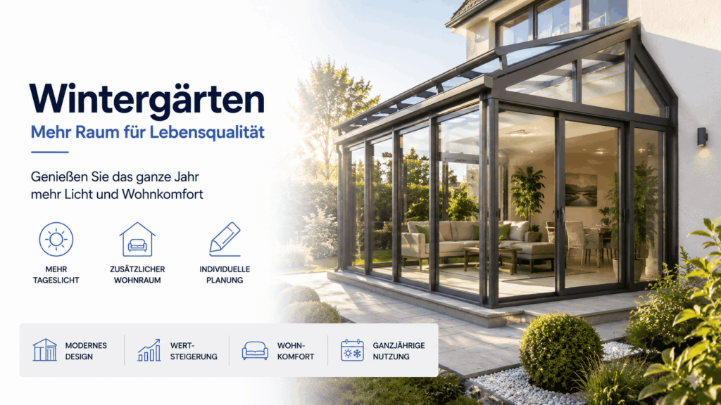 Moderner Wintergarten in Bösel mit großen Glasflächen für mehr Wohnkomfort und Tageslicht